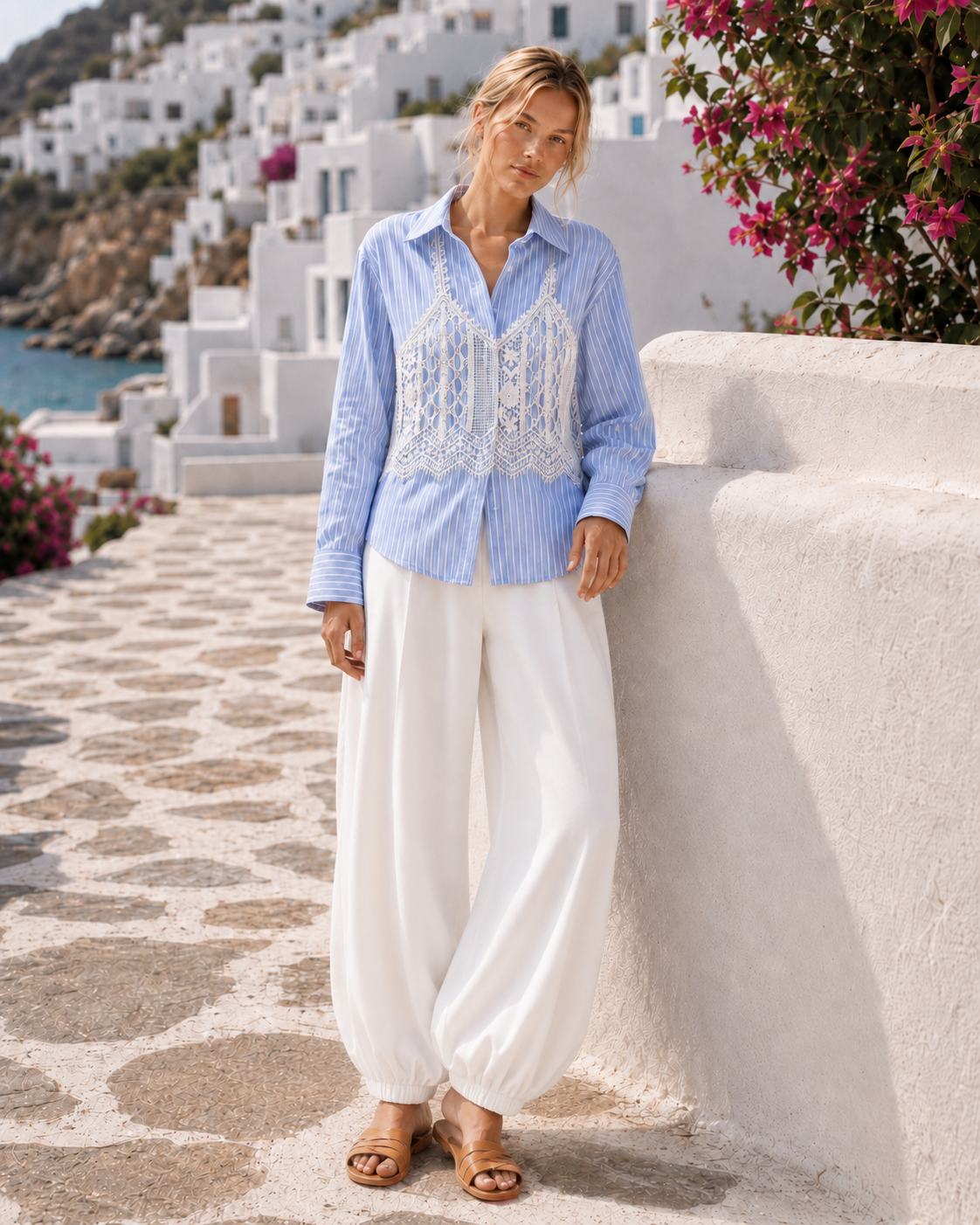 0 Lace-Panel Shirt - Image 1