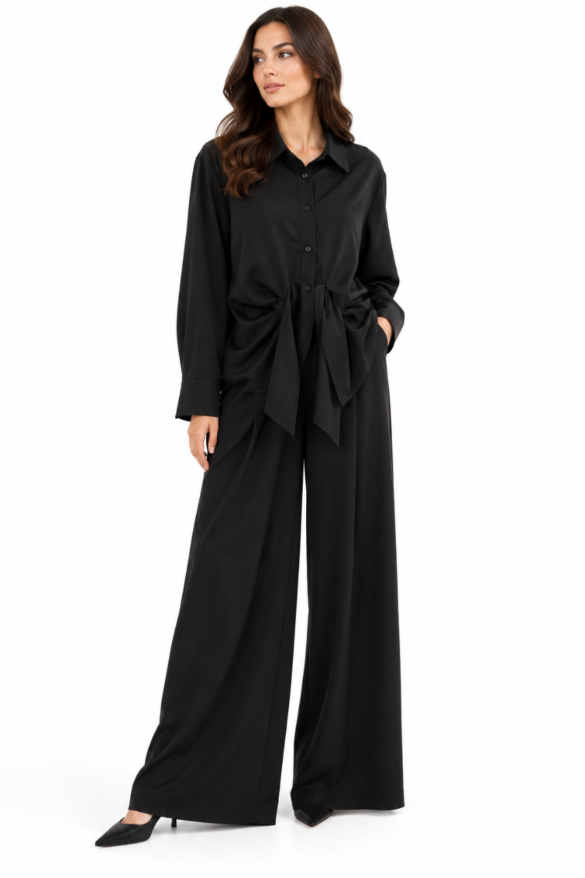 311 Front-Tie Button-Up Shirt - Image 1